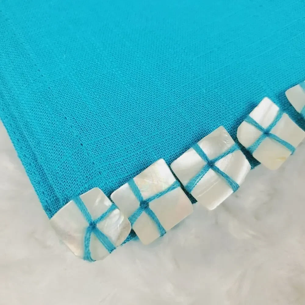 Seashell Embellished Table Runner Teal 14